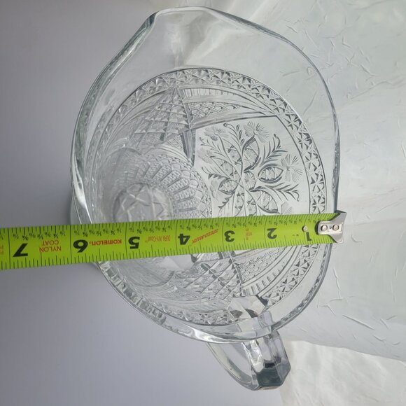 Indiana Glass Cut Glass Pitcher 10" Intricate Floral Design Vintage Clear Crysta - Picture 11 of 11